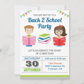 Farbige Bücher| Zurück zur Party Einladung der Sch (Vorderseite)