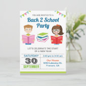 Farbige Bücher| Zurück zur Party Einladung der Sch (Stehend Vorderseite)