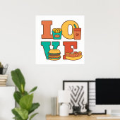 Farbige Buchstaben Liebe Junk Food Burger Hot Dog Poster (Heimbüro)