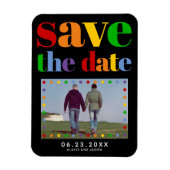 Farbige Buchstaben, Punkte Save the Date schwules Magnet (Vertikal)