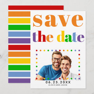 Farbige Buchstaben und Streifen orangefarbenes, sc Save The Date