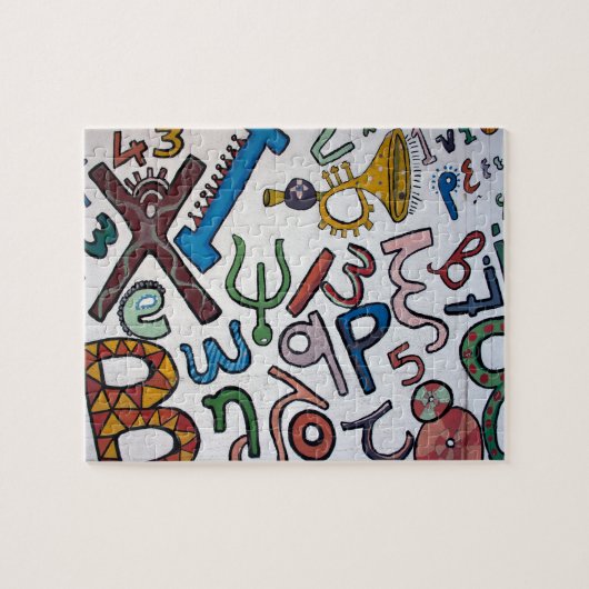 Farbige Buchstaben und Zahlen Puzzle (Horizontal)