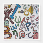 Farbige Buchstaben und Zahlen Serviette (Vorderseite)
