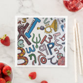 Farbige Buchstaben und Zahlen Serviette (Beispiel)