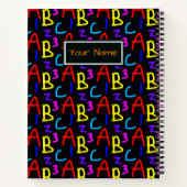 Farbige Buchstaben und Zahlen Typografie-Muster Notizbuch (Rückseite)