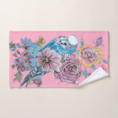 Farbige Budgie Budgerigar Rose Rosa Art Handtuch S Badhandtuch Set (Handtuch)
