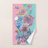 Farbige Budgie Budgerigar Rose Rosa Art Handtuch S Badhandtuch Set (Handtuch)