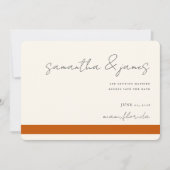 Farbige Burnt Orange Streifen Handgeschriebenes Sk Save The Date (Vorderseite)