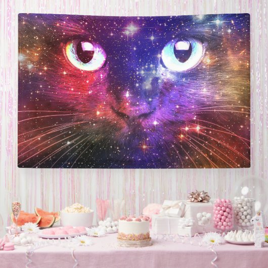 Farbige Bursts Galaxie Katze  Banner (Party)