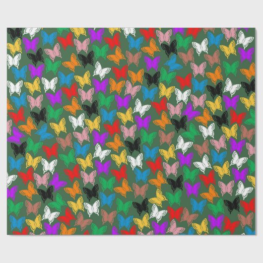 Farbige Butterfly-Silhouette Geschenkpapier (Flach)