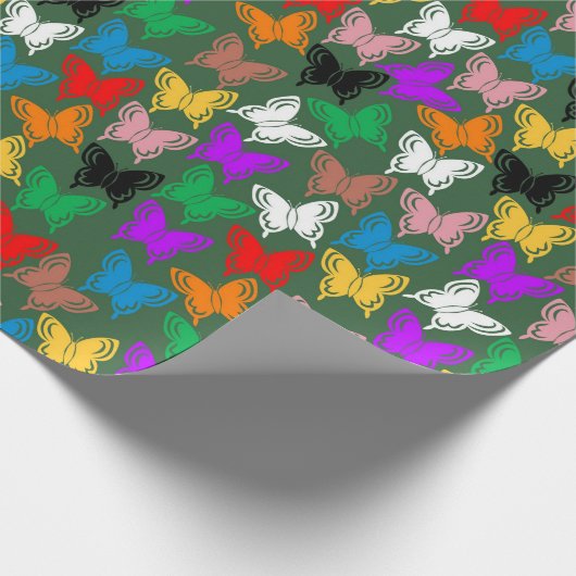 Farbige Butterfly-Silhouette Geschenkpapier (Ecke)