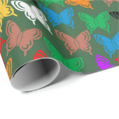 Farbige Butterfly-Silhouette Geschenkpapier (Rolleneckpunkt)