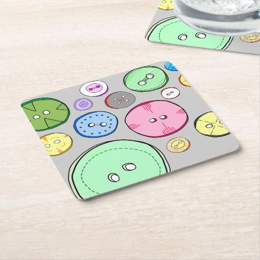 Farbige Button-Illustration Rechteckiger Pappuntersetzer (angewinkelt)