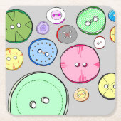 Farbige Button-Illustration Rechteckiger Pappuntersetzer (Vorderseite)