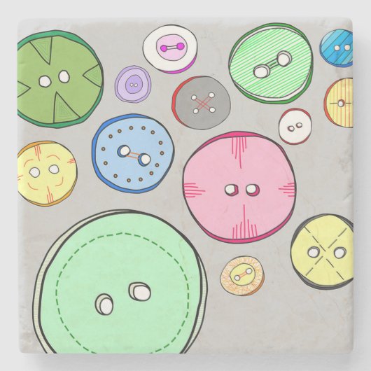 Farbige Button-Illustration Steinuntersetzer (Vorderseite)