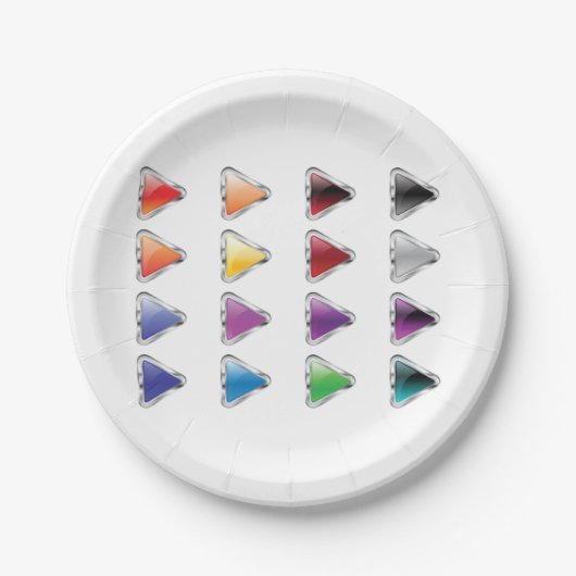 Farbige Button-Symbole Pappteller (Vorderseite)