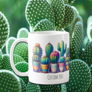 Farbige Cactus-Tasse mit benutzerdefiniertem Text  Kaffeetasse