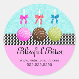 Farbige Cake Pops Damask Runder Aufkleber