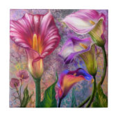 Farbige Calla-Lilien Keramikfliese (Vorderseite)
