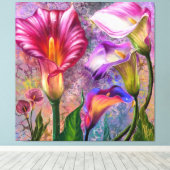Farbige Calla-Lilien Leinwanddruck (Insitu (Holzboden))