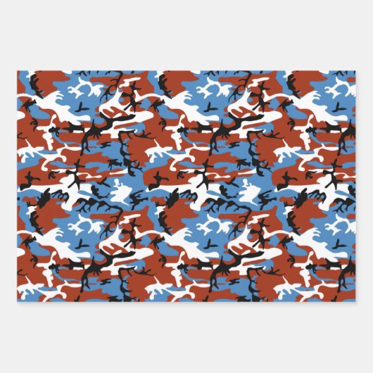 Farbige Camouflage Geschenkpapier Set (Vorderseite)