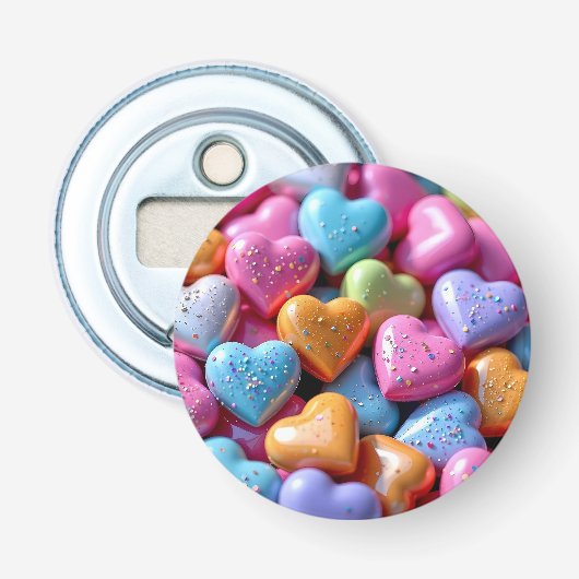 Farbige Candy Love Hearts Flaschenöffner (Vorderseite)