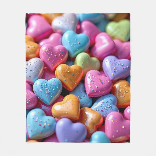 Farbige Candy Love Hearts Fleecedecke (Vorderseite)