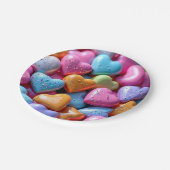 Farbige Candy Love Hearts Pappteller (Schrägansicht)