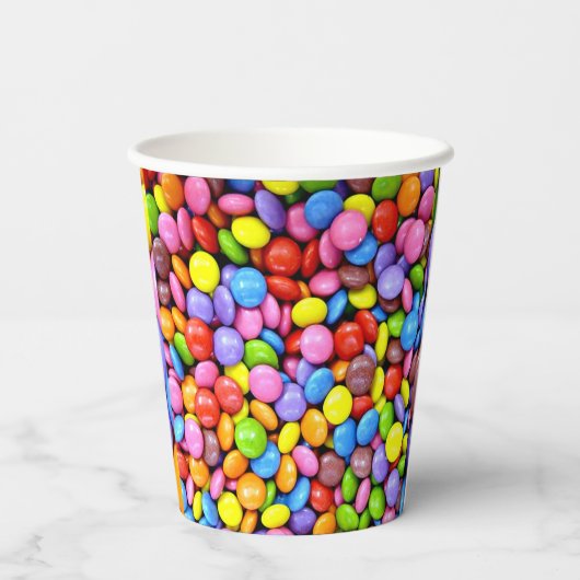 Farbige Candy Pieces Pappbecher (Rückseite)