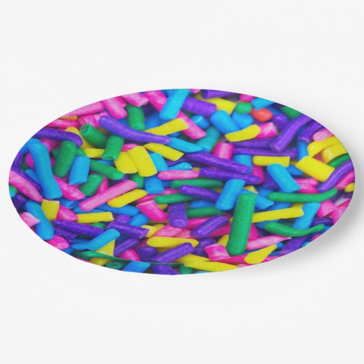 Farbige Candy Sprinkles Pappteller (Schrägansicht)