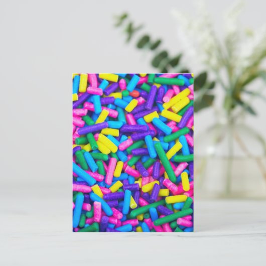 Farbige Candy Sprinkles Postkarte (Stehend Vorderseite)