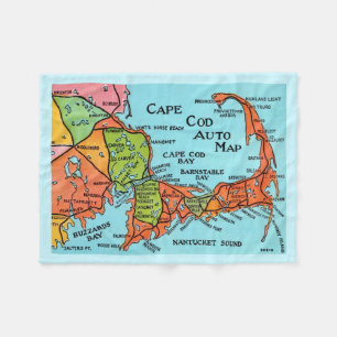 Farbige Cape-Cod-Karte 30x40 Fleece-Decke Fleecedecke
