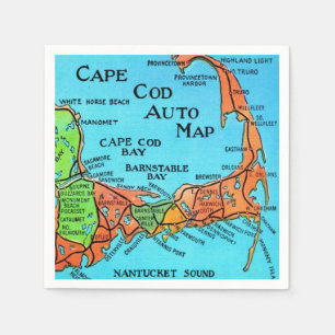 Farbige Cape-Cod-Karte Serviette