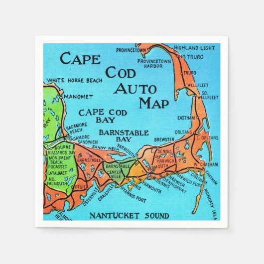 Farbige Cape-Cod-Karte Serviette (Vorderseite)