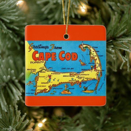 Farbige Cape-Cod-Karten-Verzierung Keramikornament (Baum)