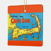 Farbige Cape-Cod-Karten-Verzierung Keramikornament (Links)