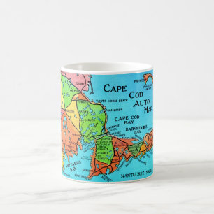 Farbige Cape Cod Postkarten-Karten-Tasse Kaffeetasse