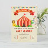 Farbige Carnival Circus Babydusche Einladung (Stehend Vorderseite)