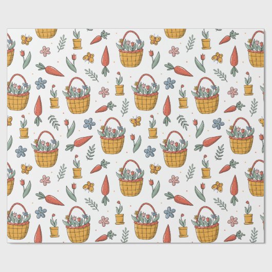 Farbige Carrots Blume Frühjahrsmuster Ostern Geschenkpapier (Flach)