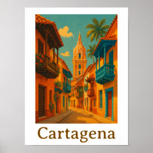 Farbige Cartagena Kolumbien Karibik-Charm Poster