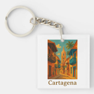 Farbige Cartagena Kolumbien Karibik-Charm Schlüsselanhänger