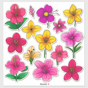 Farbige Cartoon-Blumenaufkleber Aufkleber