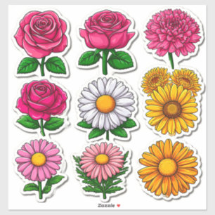 Farbige Cartoon-Blumenaufkleber Aufkleber
