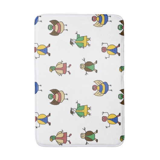 Farbige Cartoon-Charaktere der Fun Family Badematte (Vorderseite Vertikal)