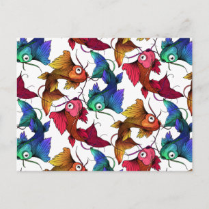 Farbige Cartoon Fisch Postkarte
