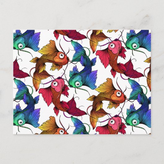 Farbige Cartoon Fisch Postkarte (Vorderseite)