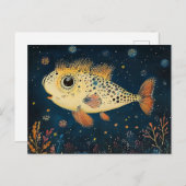 Farbige Cartoon Fisch Postkarte (Vorne/Hinten)