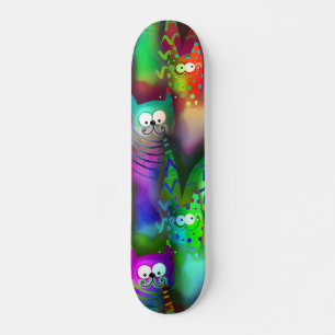 Farbige Cartoon Katzen Skateboard