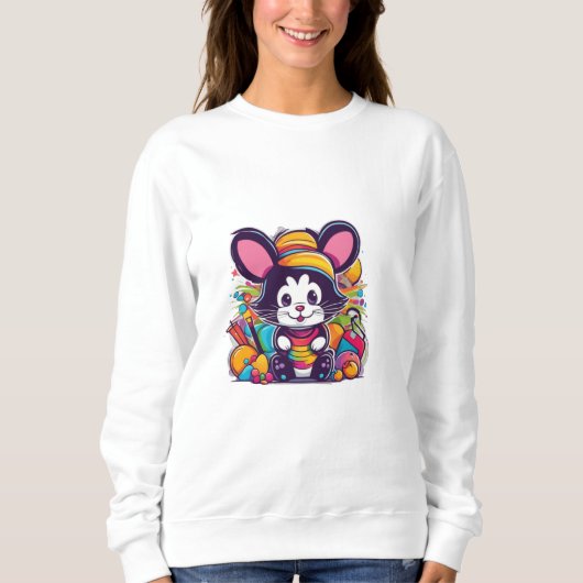 Farbige Cartoon-Maus Sweatshirt (Vorderseite)