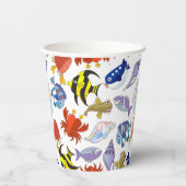Farbige Cartoon Meereswelt Party Pappbecher (Rückseite)
